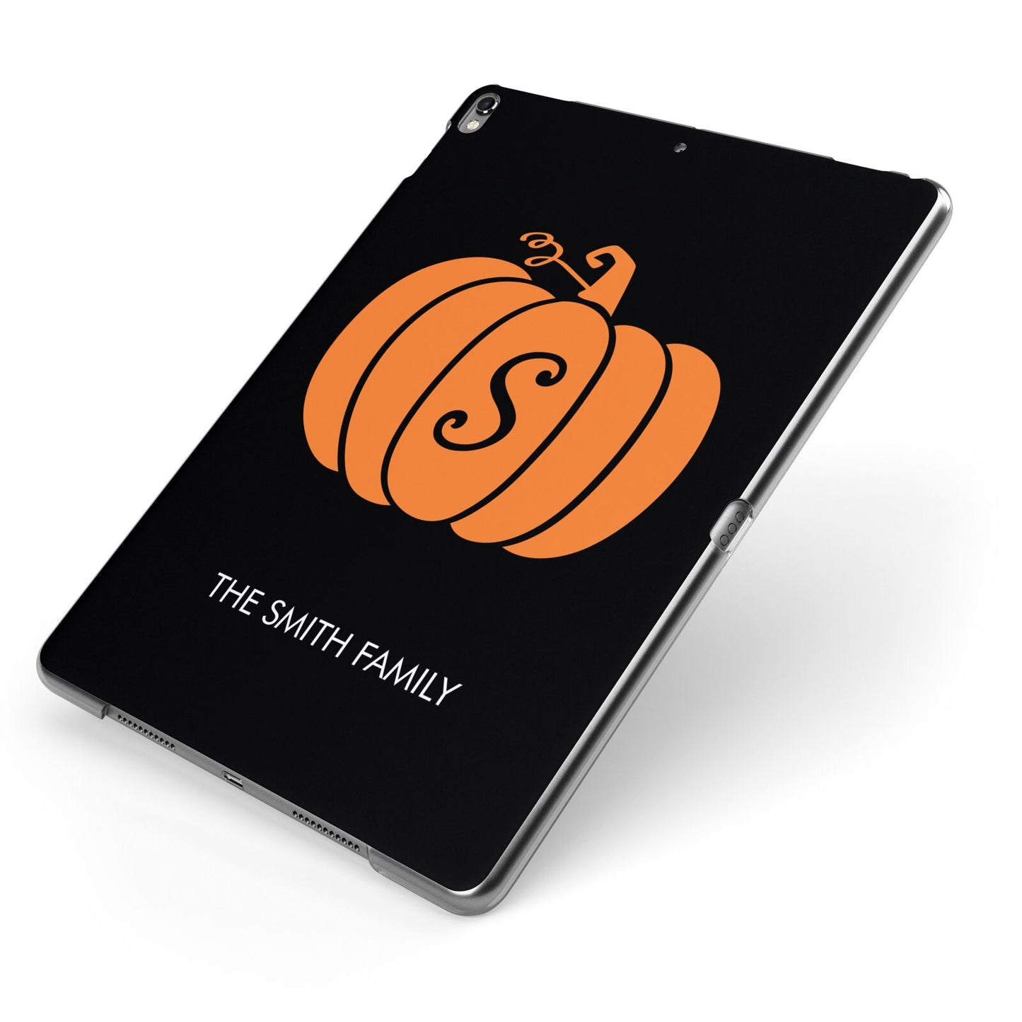 Personalised Pumpkin Apple iPad Case on Grey iPad Side View