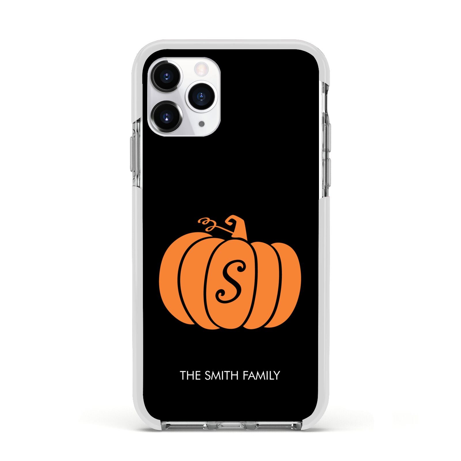 Personalised Pumpkin Apple iPhone 11 Pro in Silver with White Impact Case