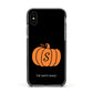 Personalised Pumpkin Apple iPhone Xs Impact Case Black Edge on Black Phone
