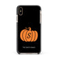 Personalised Pumpkin Apple iPhone Xs Max Impact Case Black Edge on Gold Phone
