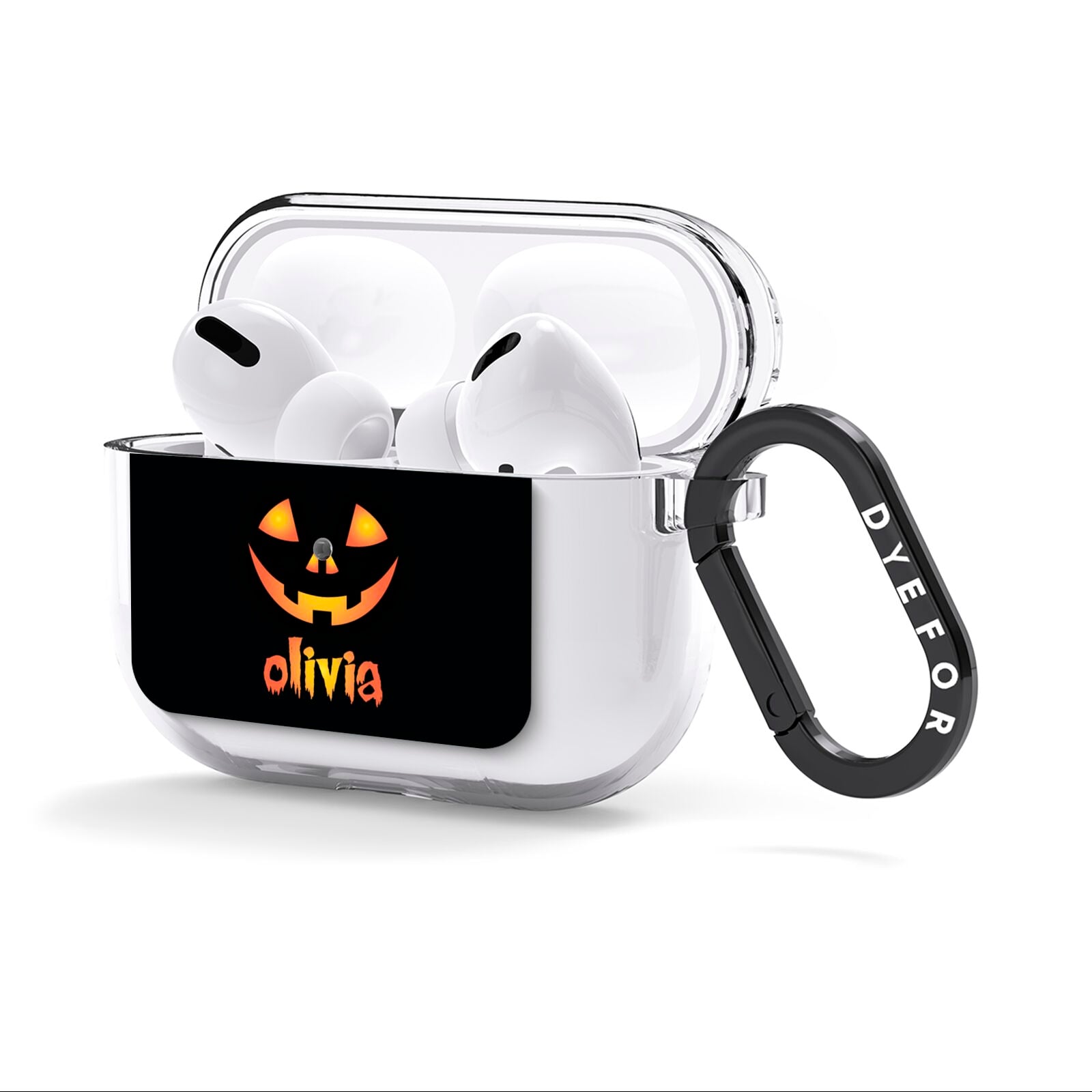 Personalised Pumpkin Face Halloween AirPods Clear Case 3rd Gen Side Image