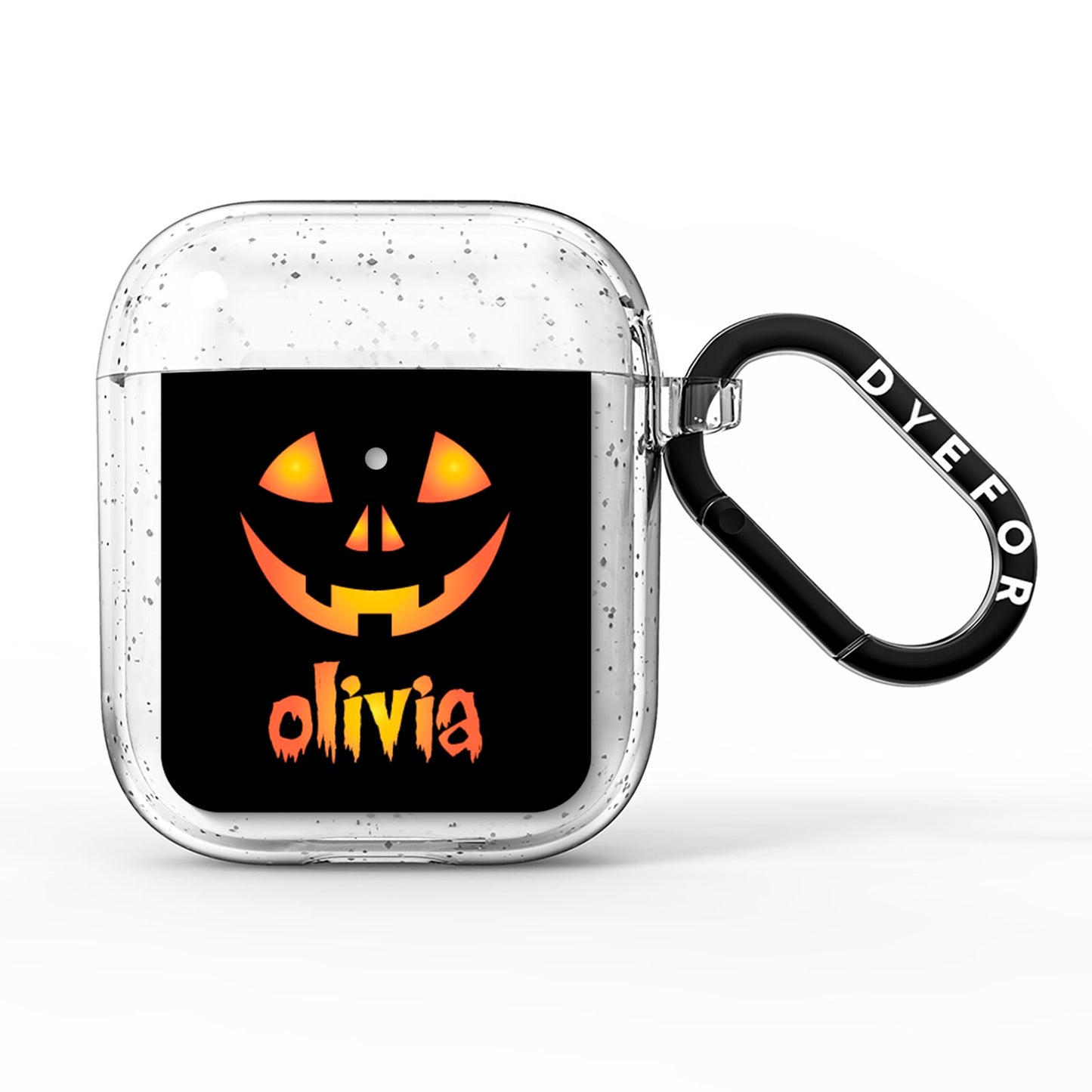 Personalised Pumpkin Face Halloween AirPods Glitter Case