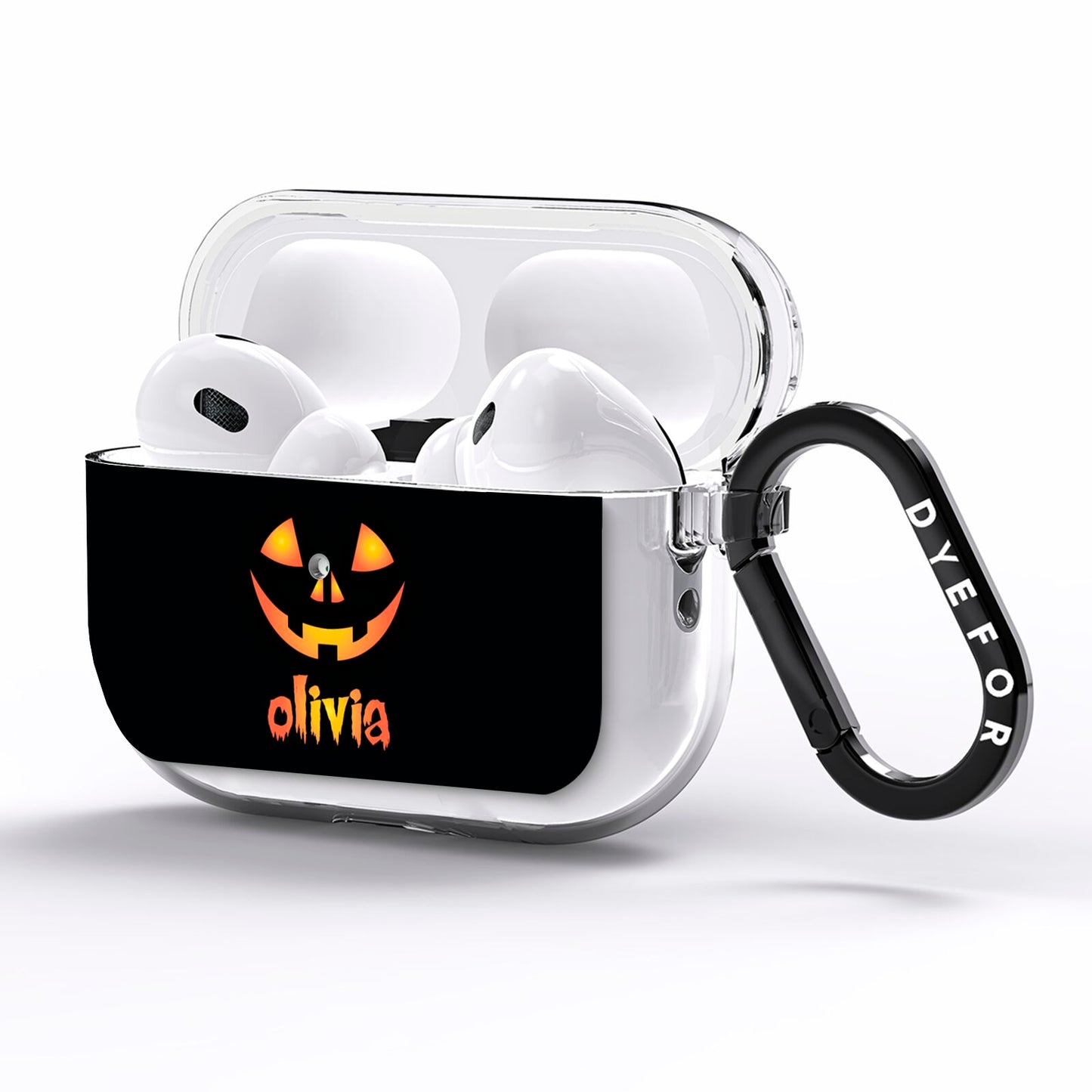 Personalised Pumpkin Face Halloween AirPods Pro Clear Case Side Image