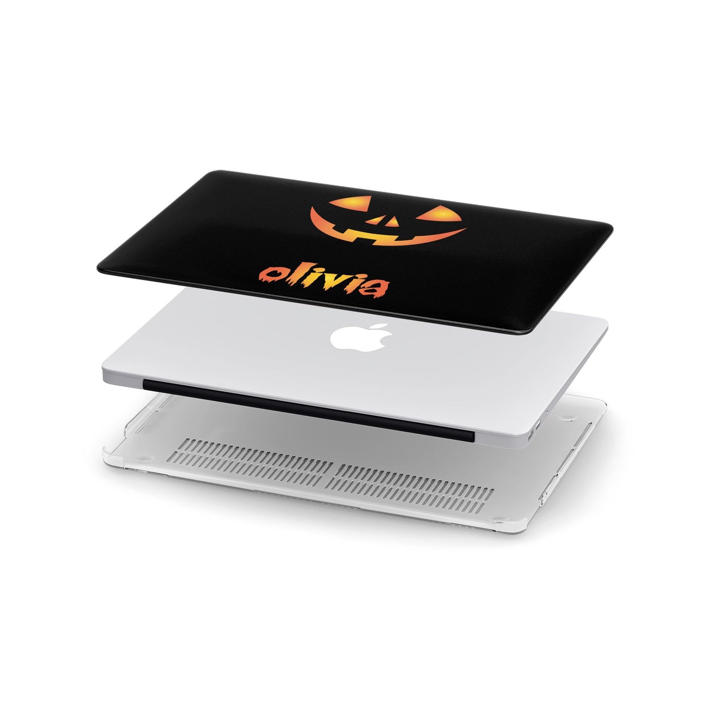 Personalised Pumpkin Face Halloween Apple MacBook Case in Detail