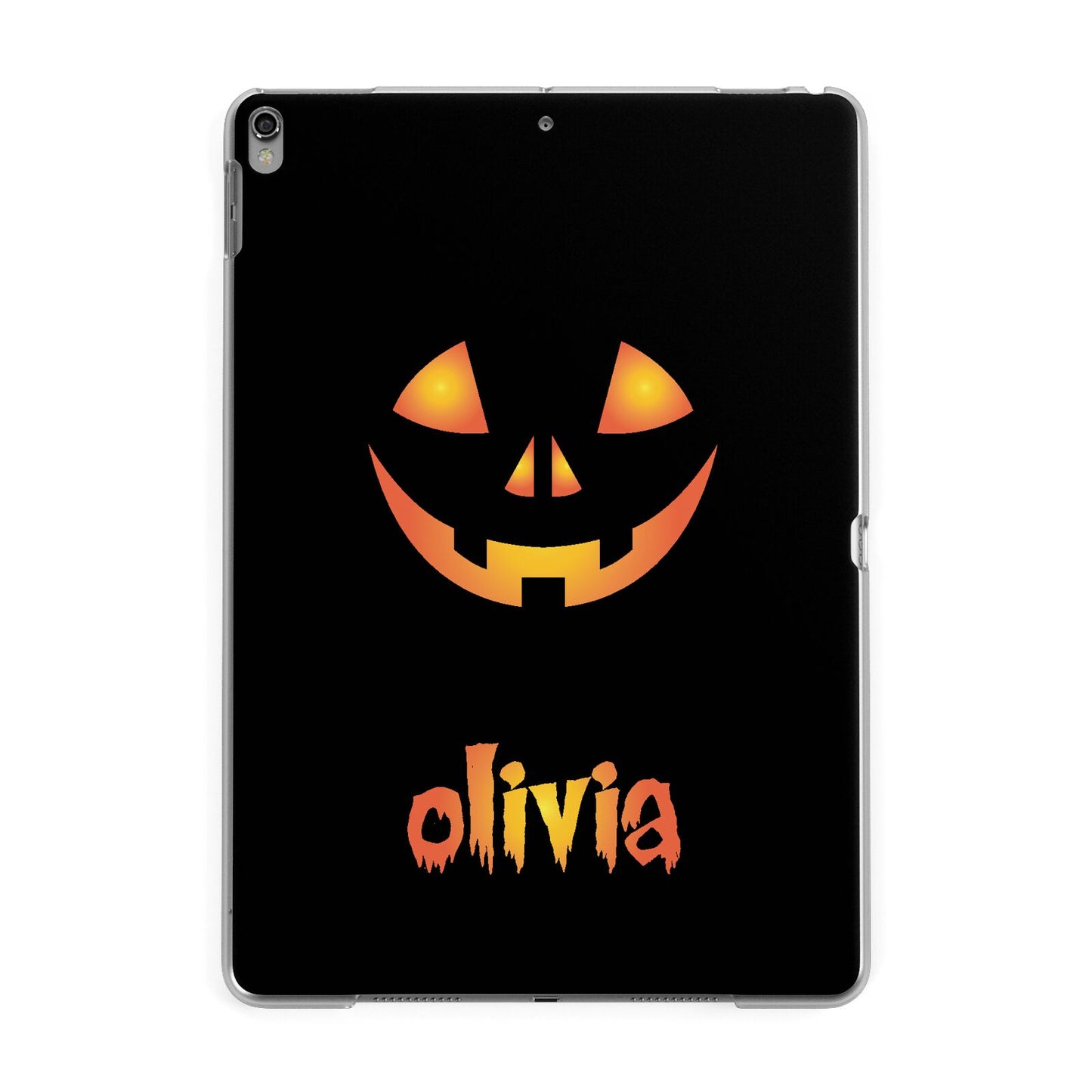 Personalised Pumpkin Face Halloween Apple iPad Grey Case