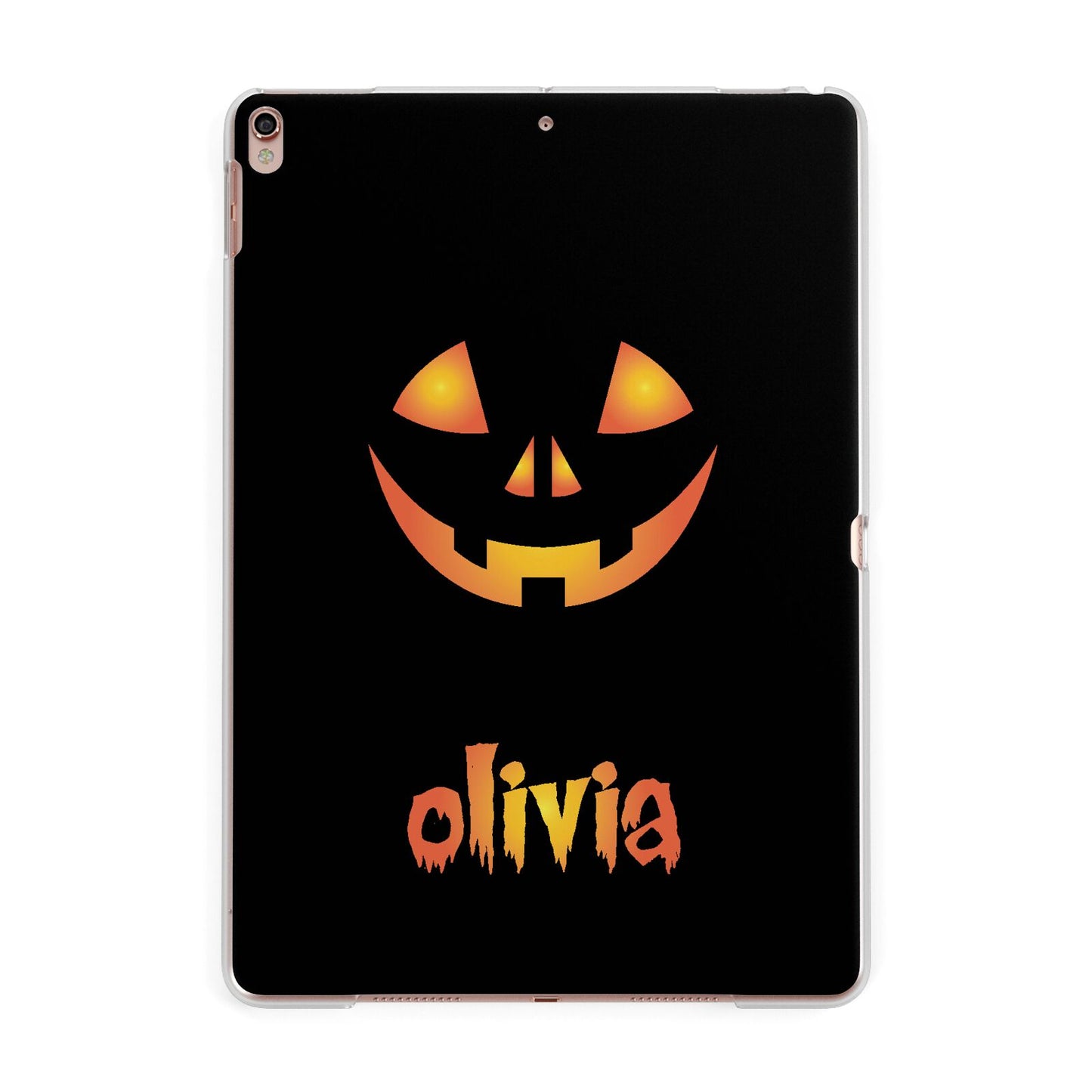 Personalised Pumpkin Face Halloween Apple iPad Rose Gold Case