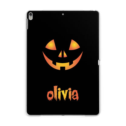 Personalised Pumpkin Face Halloween Apple iPad Silver Case