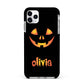Personalised Pumpkin Face Halloween Apple iPhone 11 Pro Max in Silver with Black Impact Case