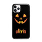 Personalised Pumpkin Face Halloween Apple iPhone 11 Pro Max in Silver with Bumper Case