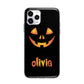 Personalised Pumpkin Face Halloween Apple iPhone 11 Pro in Silver with Bumper Case