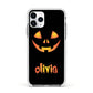 Personalised Pumpkin Face Halloween Apple iPhone 11 Pro in Silver with White Impact Case