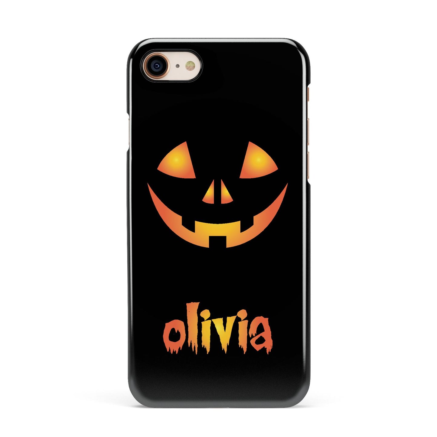 Personalised Pumpkin Face Halloween Apple iPhone 7 8 3D Snap Case