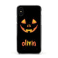 Personalised Pumpkin Face Halloween Apple iPhone Xs Impact Case Black Edge on Black Phone
