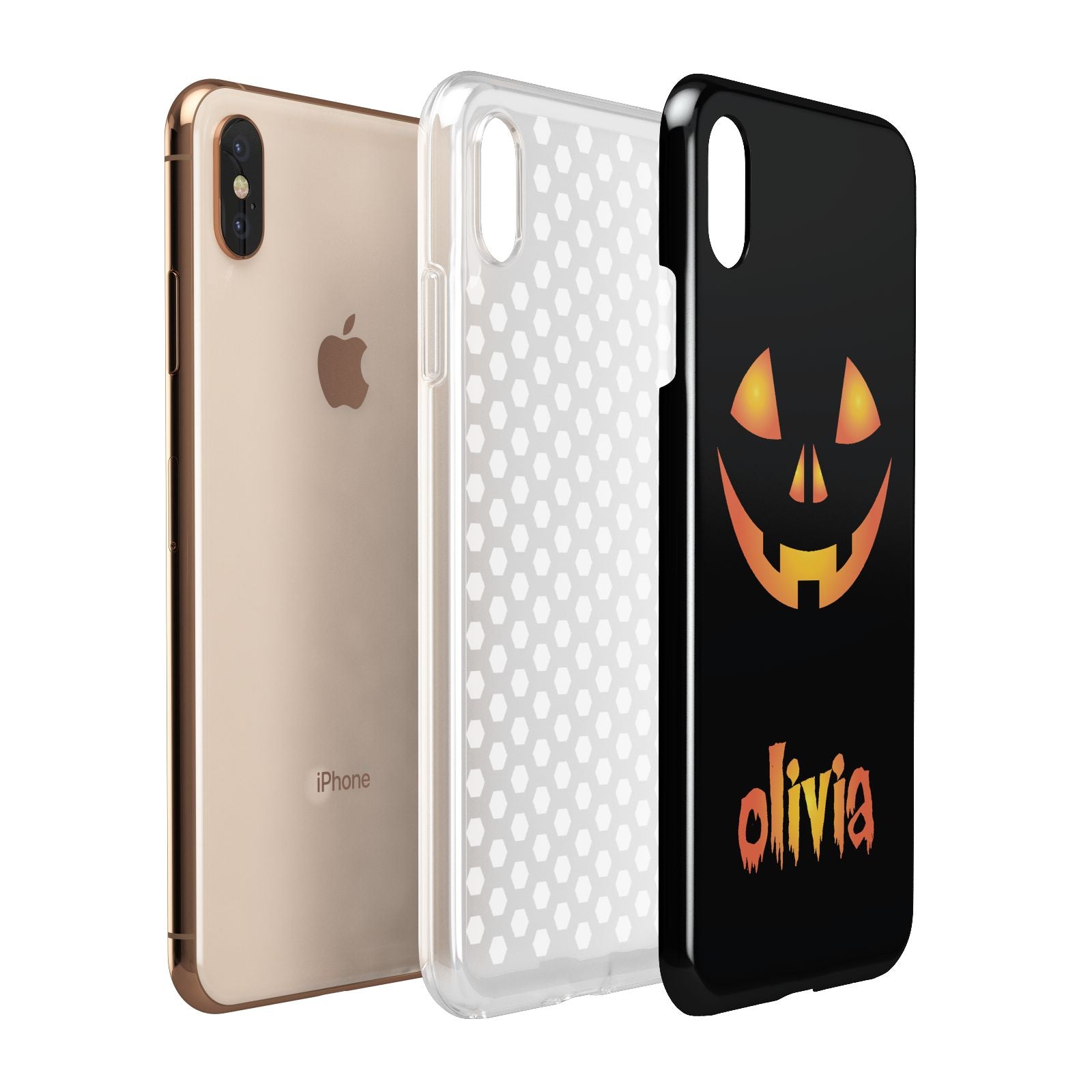 Personalised Pumpkin Face Halloween Apple iPhone Xs Max 3D Tough Case Expanded View