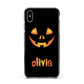 Personalised Pumpkin Face Halloween Apple iPhone Xs Max Impact Case Black Edge on Gold Phone