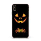 Personalised Pumpkin Face Halloween Apple iPhone Xs Max Impact Case Pink Edge on Gold Phone