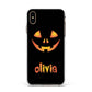 Personalised Pumpkin Face Halloween Apple iPhone Xs Max Impact Case White Edge on Gold Phone