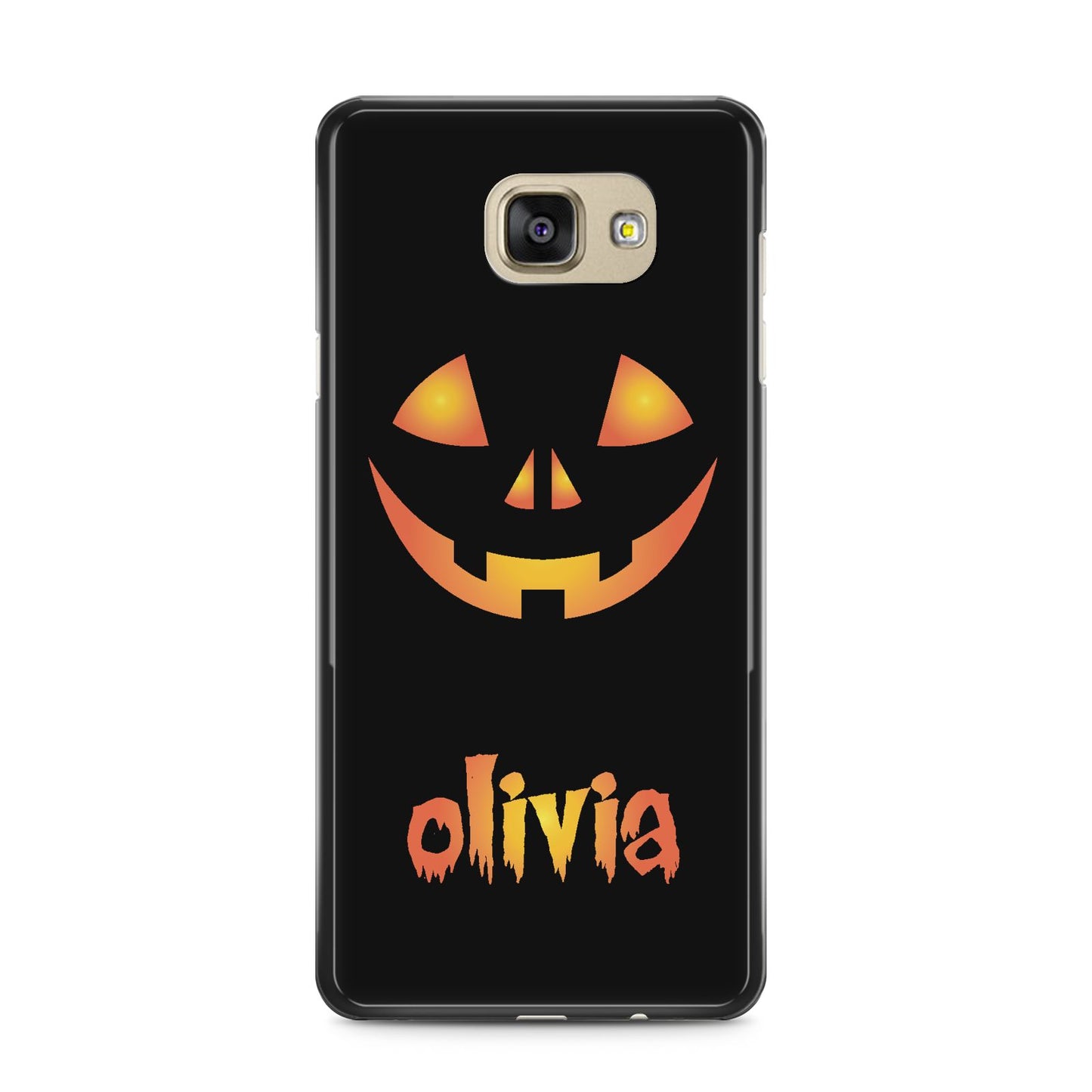Personalised Pumpkin Face Halloween Samsung Galaxy A5 2016 Case on gold phone