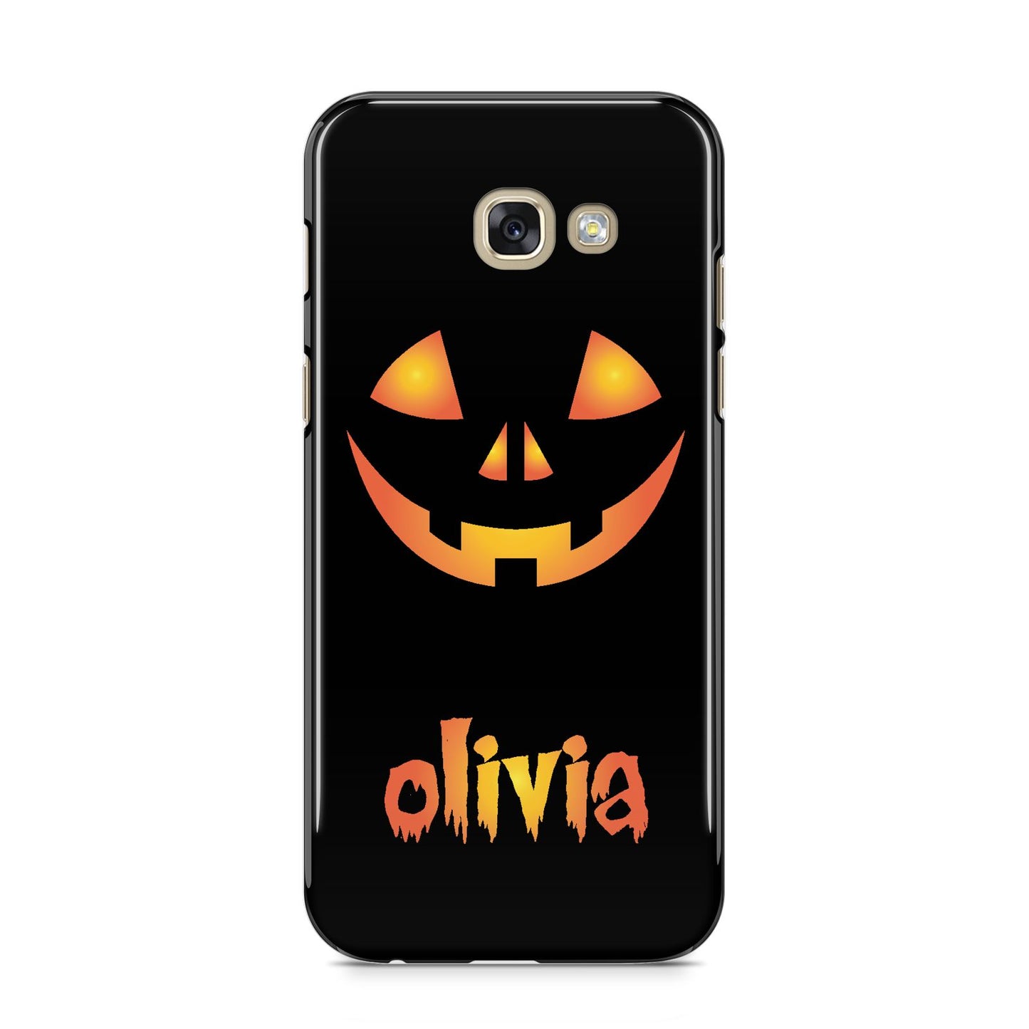 Personalised Pumpkin Face Halloween Samsung Galaxy A5 2017 Case on gold phone