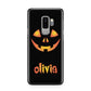 Personalised Pumpkin Face Halloween Samsung Galaxy S9 Plus Case on Silver phone