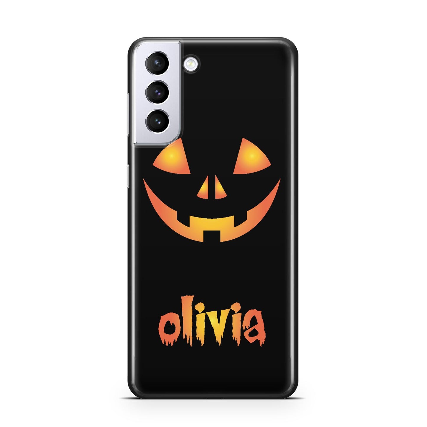 Personalised Pumpkin Face Halloween Samsung S21 Plus Phone Case