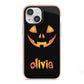 Personalised Pumpkin Face Halloween iPhone 13 Mini TPU Impact Case with Pink Edges