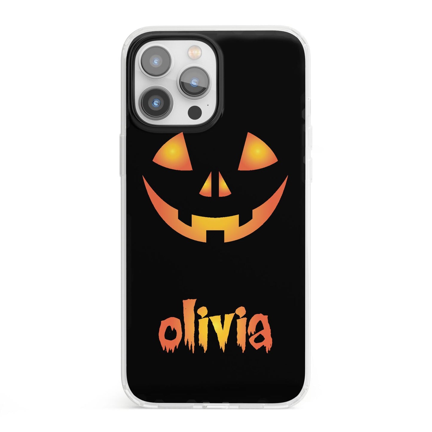 Personalised Pumpkin Face Halloween iPhone 13 Pro Max Clear Bumper Case