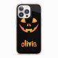 Personalised Pumpkin Face Halloween iPhone 13 Pro TPU Impact Case with Pink Edges