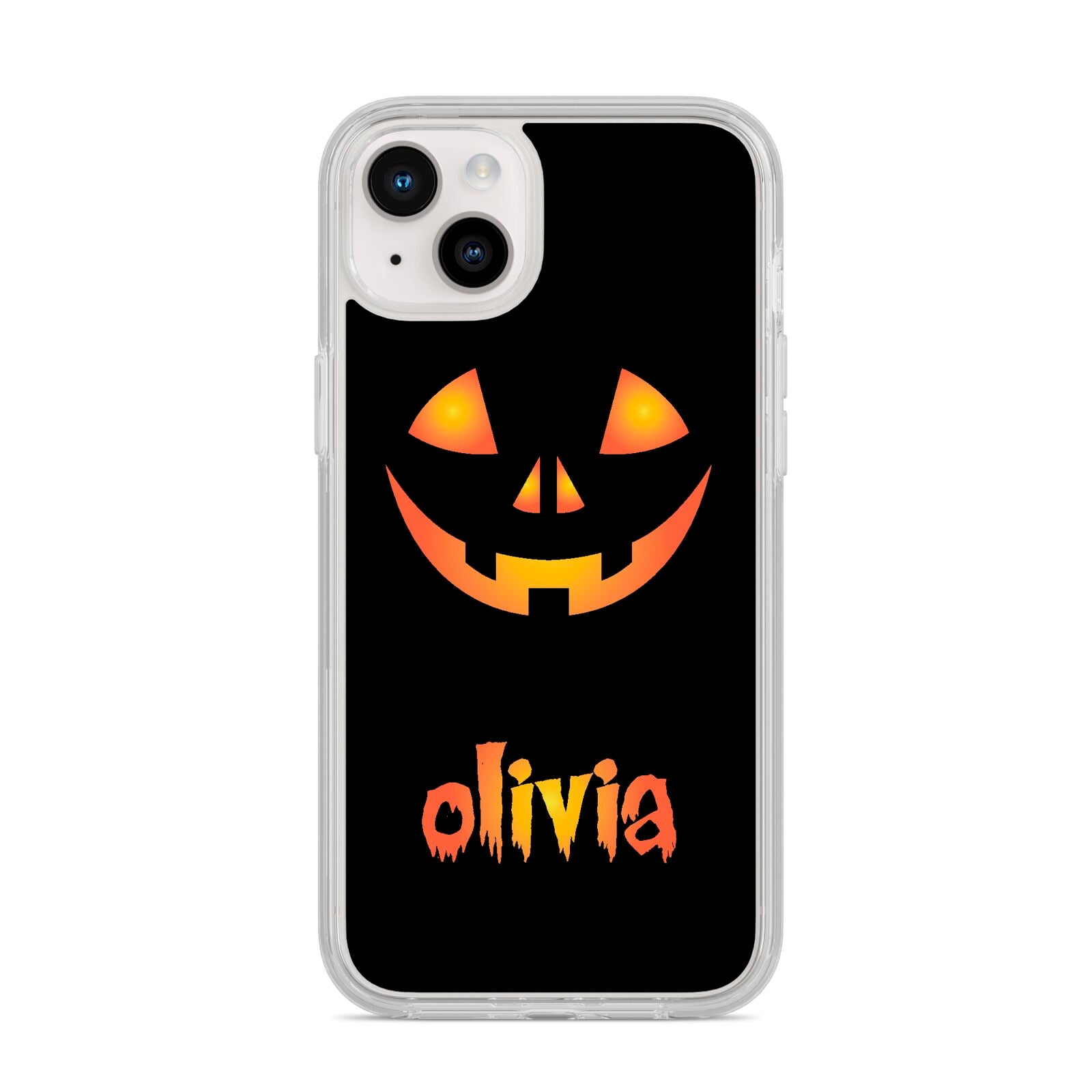 Personalised Pumpkin Face Halloween iPhone 14 Plus Clear Tough Case Starlight