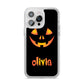 Personalised Pumpkin Face Halloween iPhone 14 Pro Max Clear Tough Case Silver