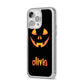 Personalised Pumpkin Face Halloween iPhone 14 Pro Max Glitter Tough Case Silver Angled Image