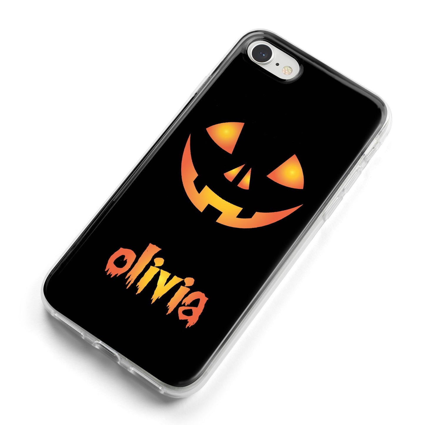 Personalised Pumpkin Face Halloween iPhone 8 Bumper Case on Silver iPhone Alternative Image