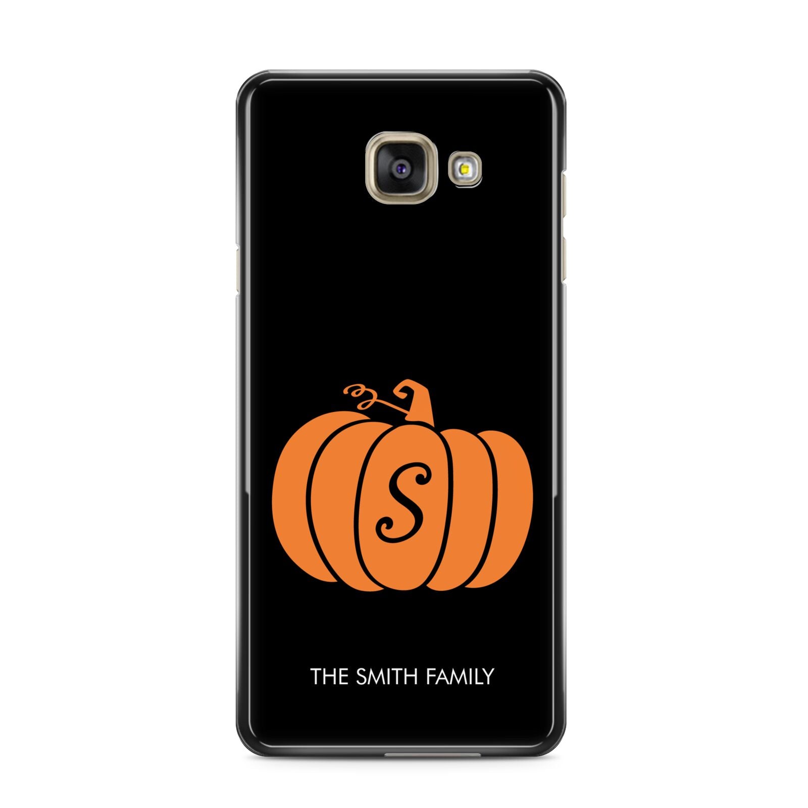 Personalised Pumpkin Samsung Galaxy A3 2016 Case on gold phone