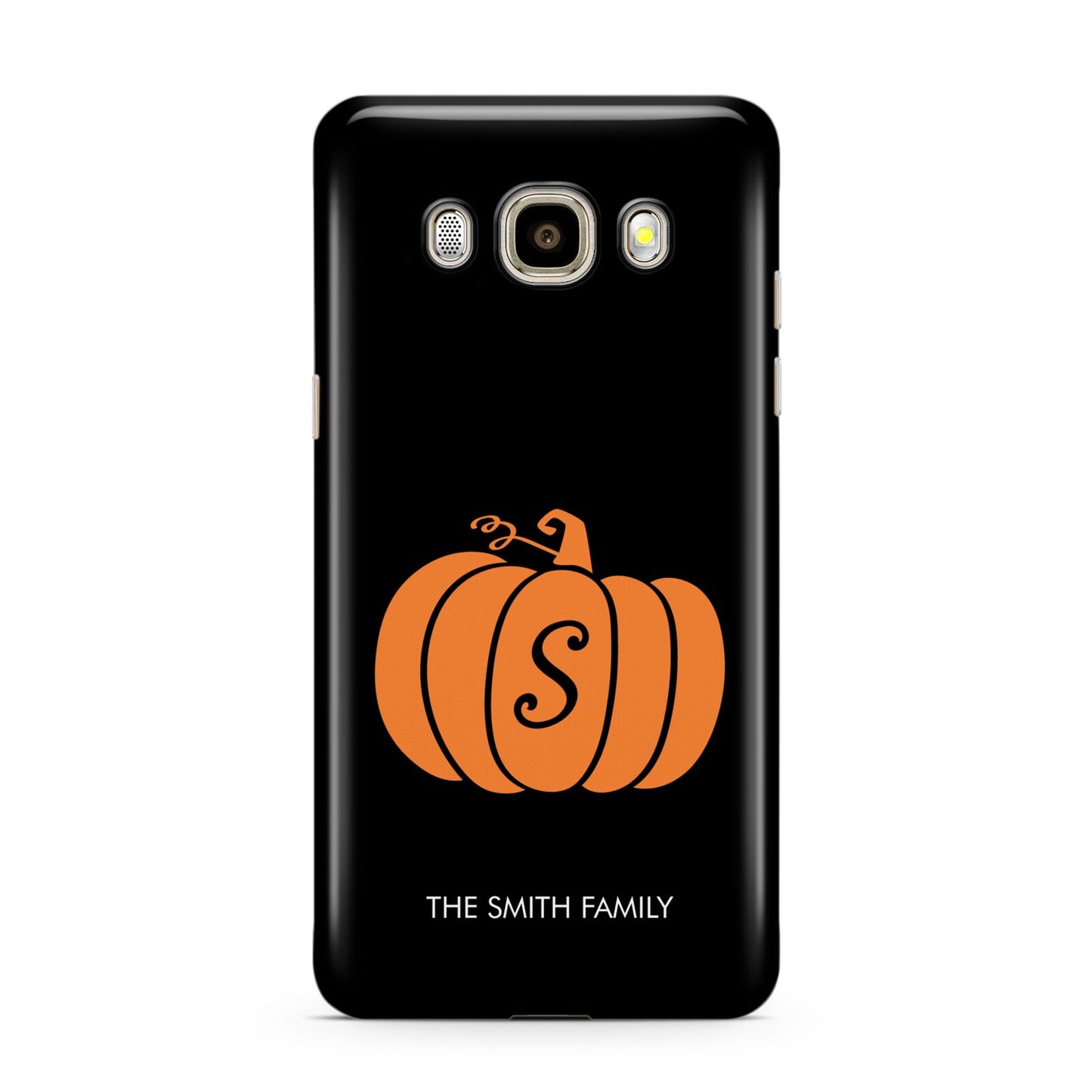 Personalised Pumpkin Samsung Galaxy J7 2016 Case on gold phone