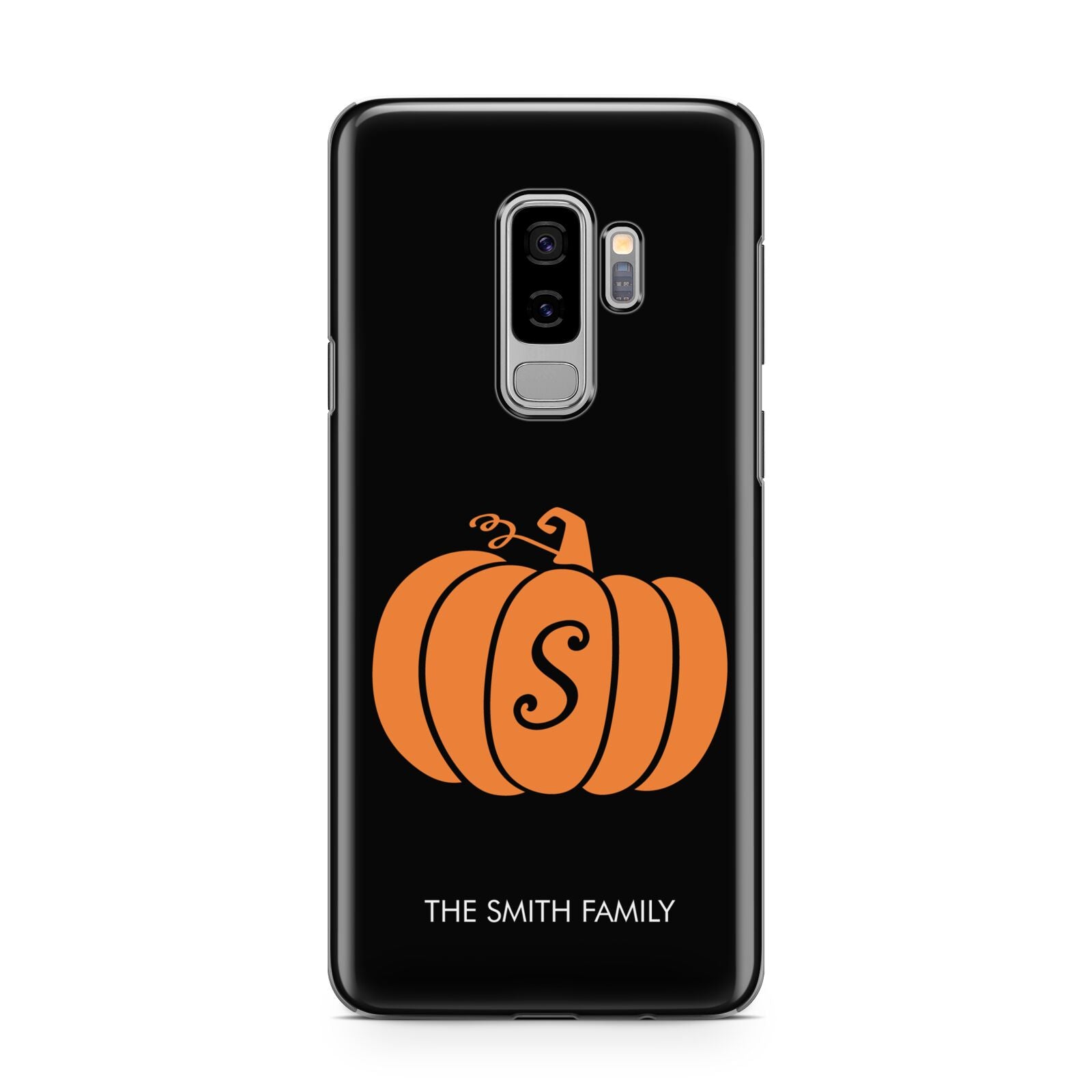 Personalised Pumpkin Samsung Galaxy S9 Plus Case on Silver phone