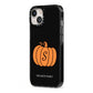 Personalised Pumpkin iPhone 13 Black Impact Case Side Angle on Silver phone