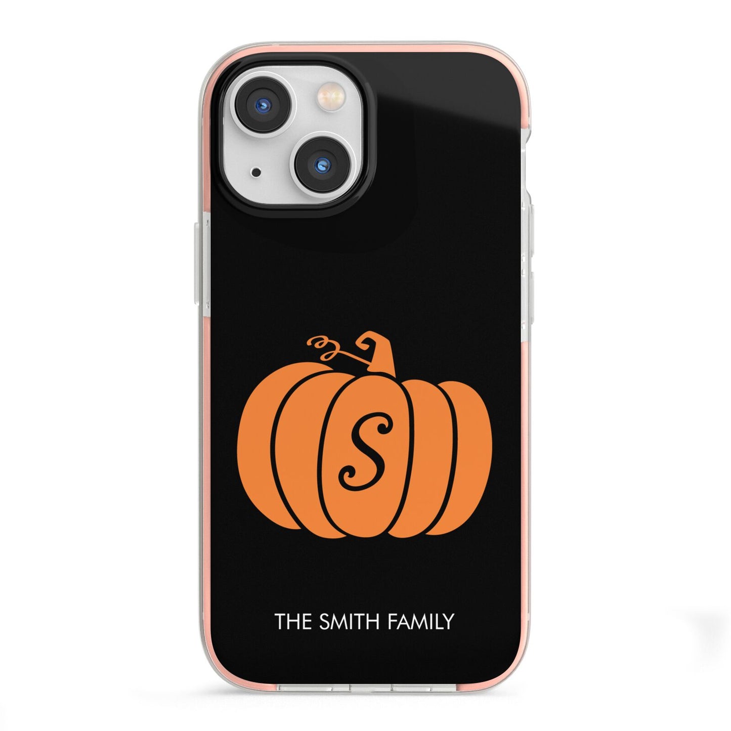 Personalised Pumpkin iPhone 13 Mini TPU Impact Case with Pink Edges
