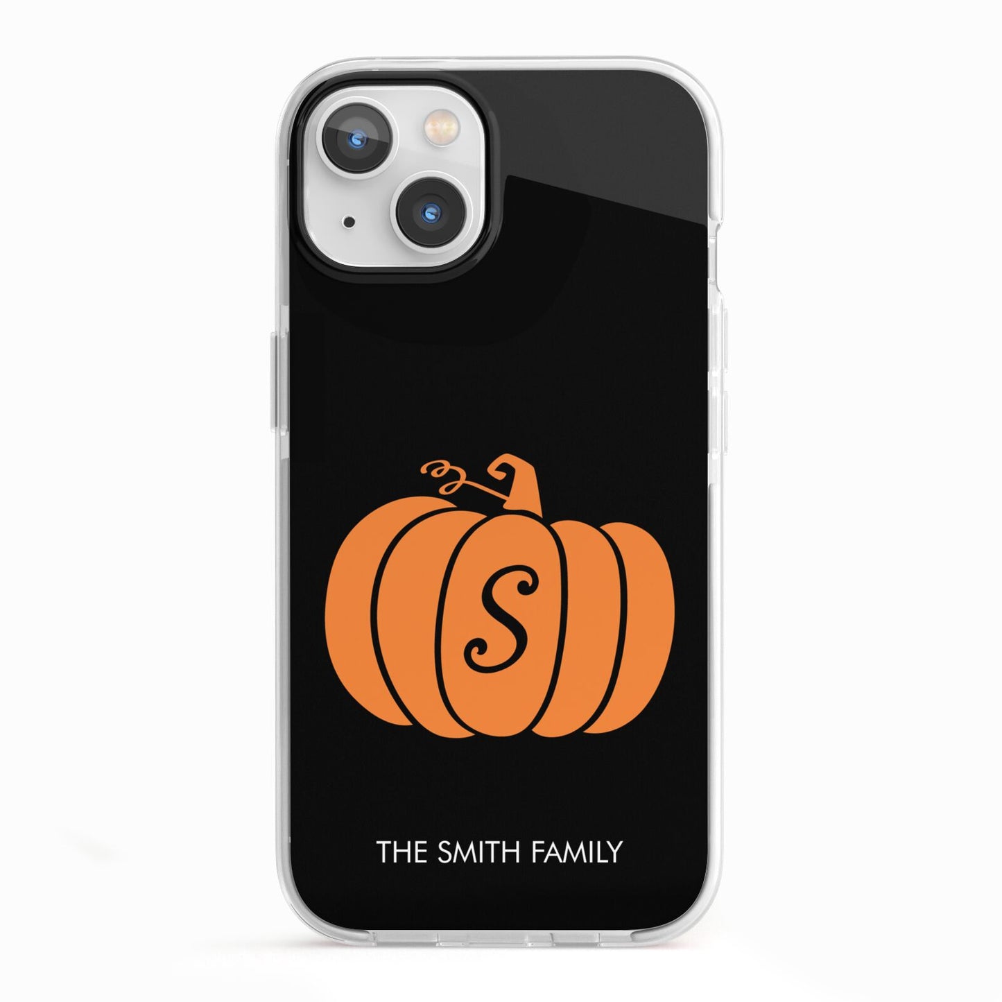 Personalised Pumpkin iPhone 13 TPU Impact Case with White Edges