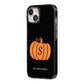 Personalised Pumpkin iPhone 14 Black Impact Case Side Angle on Silver phone