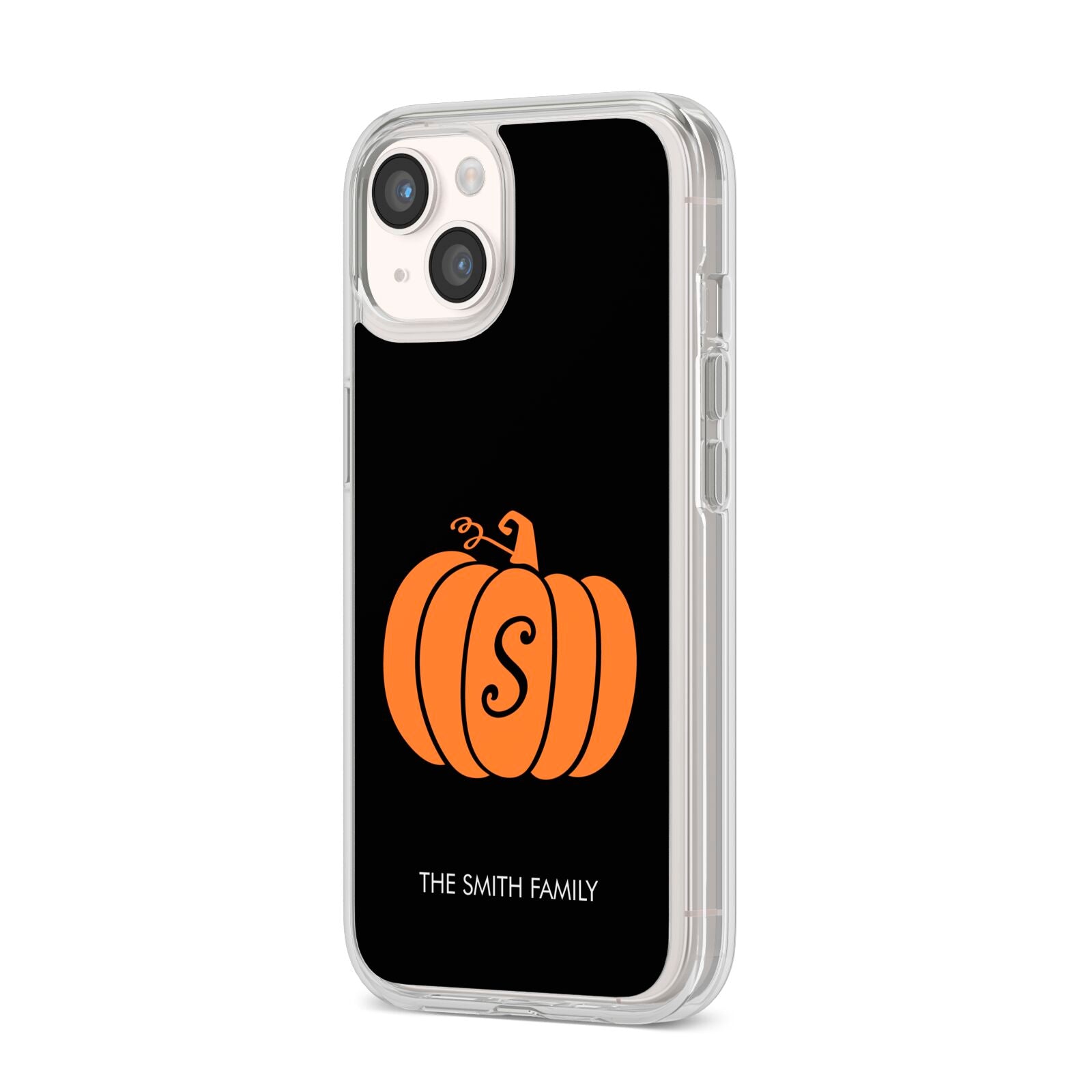 Personalised Pumpkin iPhone 14 Clear Tough Case Starlight Angled Image