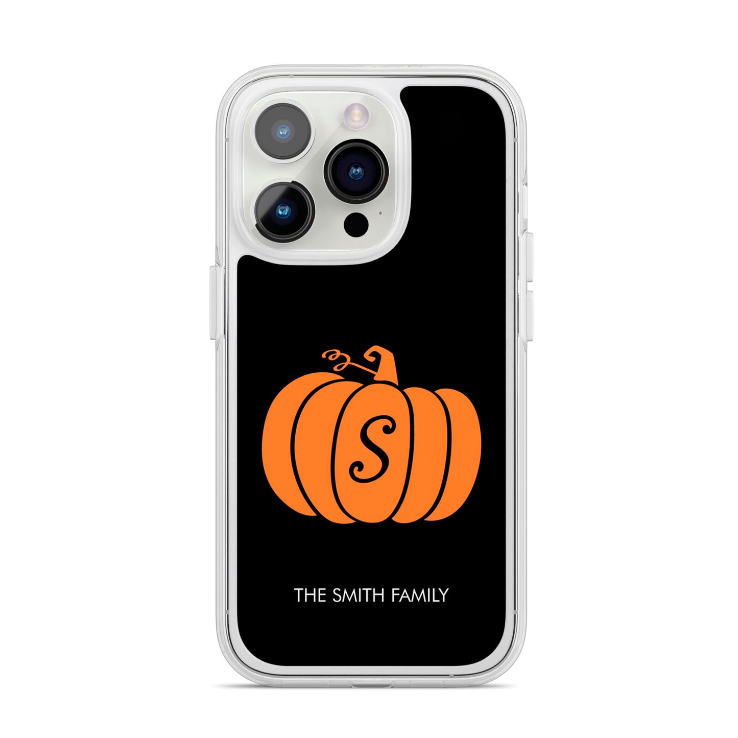 Personalised Pumpkin iPhone 14 Pro Clear Tough Case Silver