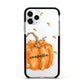 Personalised Pumpkin with Bees Apple iPhone 11 Pro in Silver with Black Impact Case