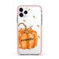 Personalised Pumpkin with Bees Apple iPhone 11 Pro in Silver with Pink Impact Case