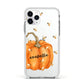 Personalised Pumpkin with Bees Apple iPhone 11 Pro in Silver with White Impact Case