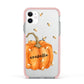 Personalised Pumpkin with Bees Apple iPhone 11 in White with Pink Impact Case