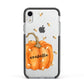 Personalised Pumpkin with Bees Apple iPhone XR Impact Case Black Edge on Silver Phone