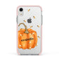 Personalised Pumpkin with Bees Apple iPhone XR Impact Case Pink Edge on Silver Phone