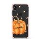 Personalised Pumpkin with Bees Apple iPhone Xs Max Impact Case Pink Edge on Black Phone