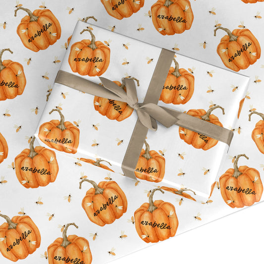 Personalised Pumpkin with Bees Custom Wrapping Paper