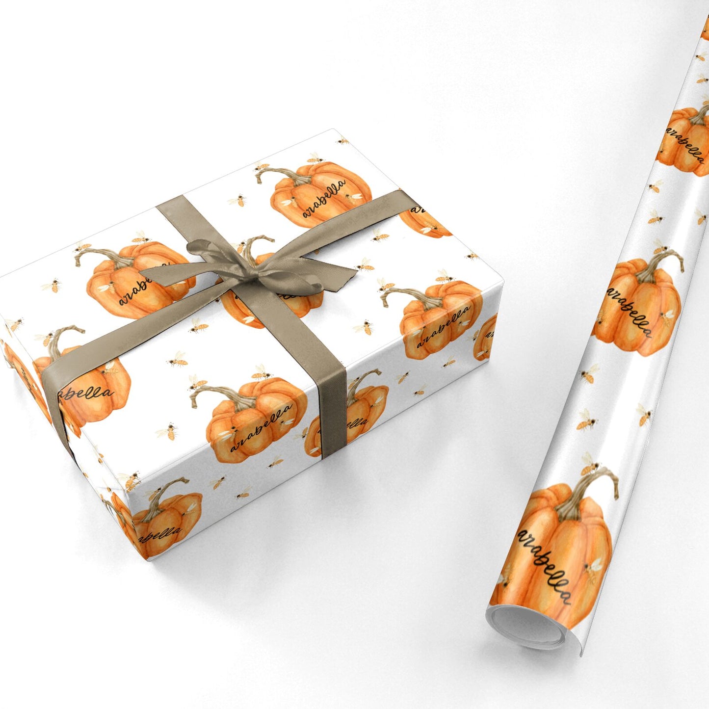 Personalised Pumpkin with Bees Personalised Wrapping Paper